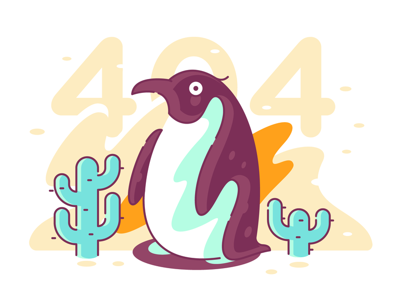 Penguin in a desert // 404