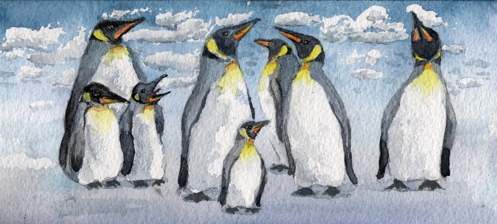 Pingouins en aquarelle