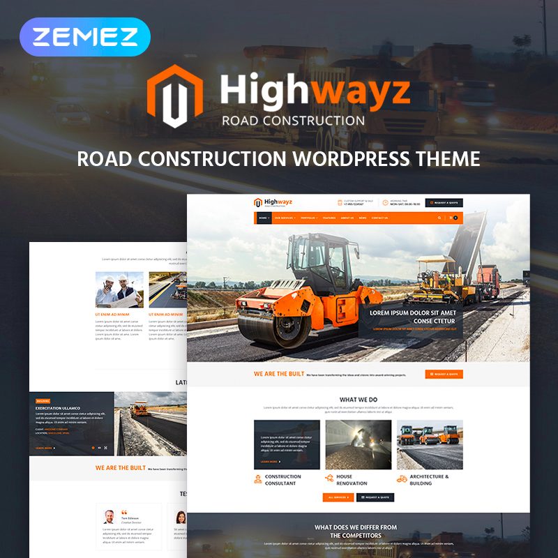 Highwayz - Thème WordPress pour sites de construction de routes