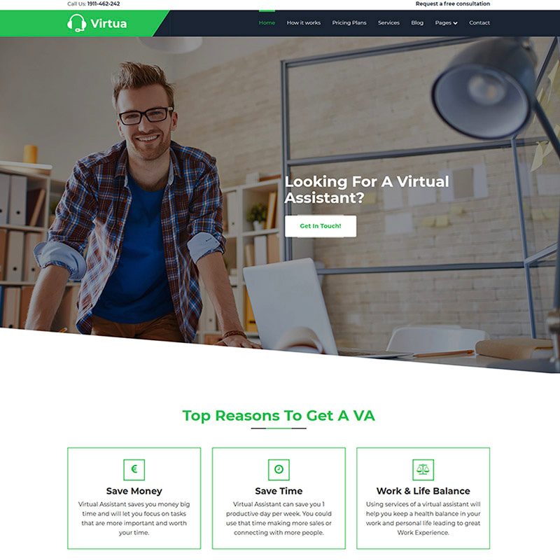 Virtua - Thème WordPress pour assistant virtuel