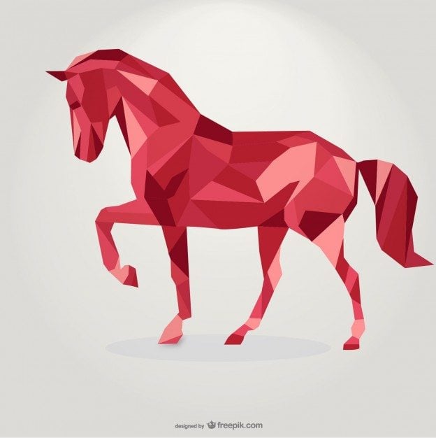 Polygonal-Red-Horse-Geometric-Triangle-Design