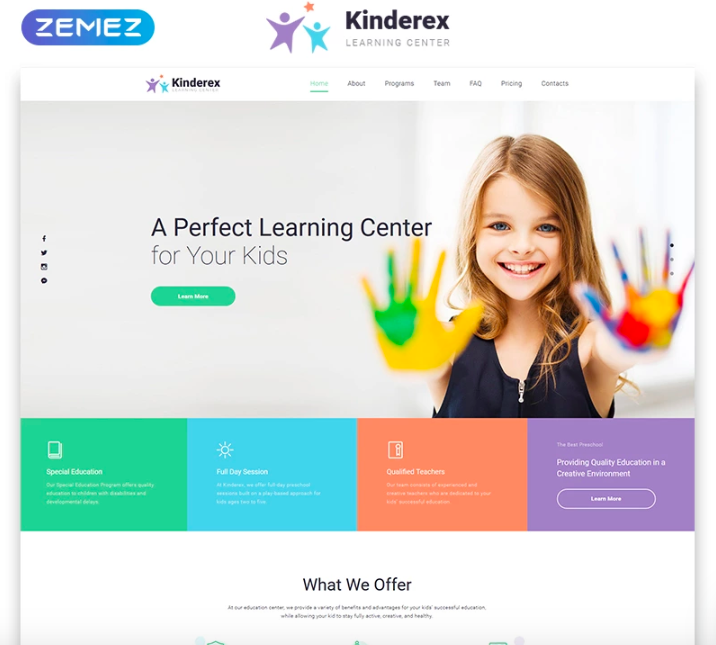 Kinderex - Kids Learning Center Clean HTML5 Landing Page Template