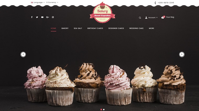Bakery Sweet Cupcakes Store OpenCart Template