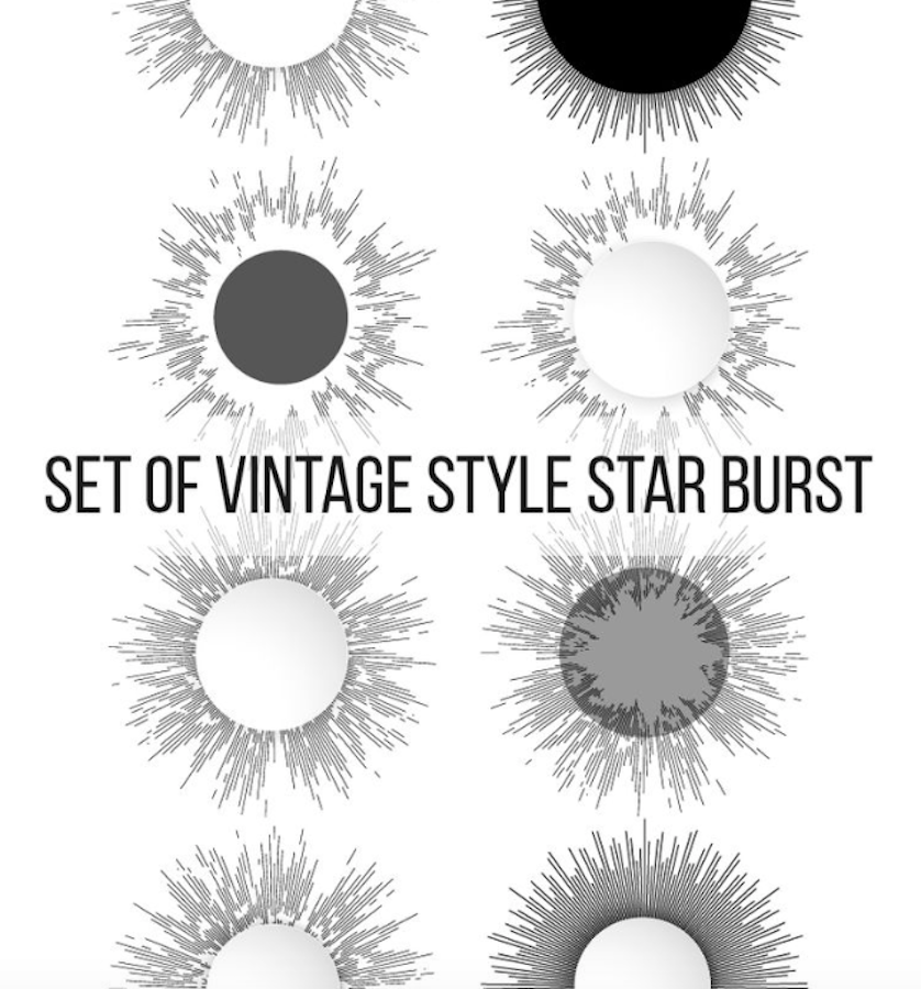 Set of Vintage Style Star Burst Pattern