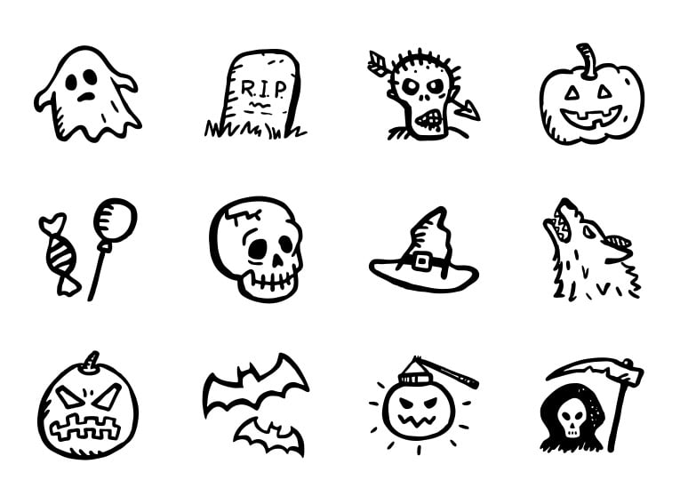 
Spooky Icons Free — Hand-Drawn Halloween Icons