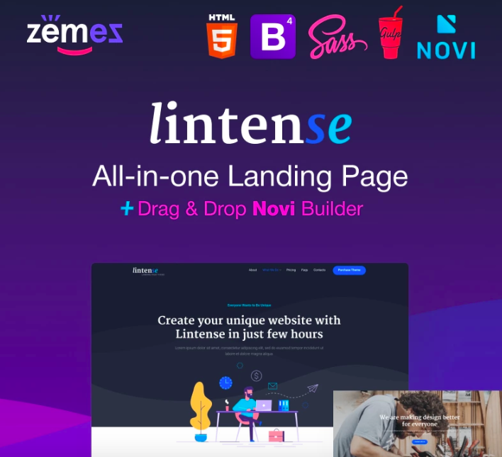 He would use Lintense - All-in-one Landing Page Template