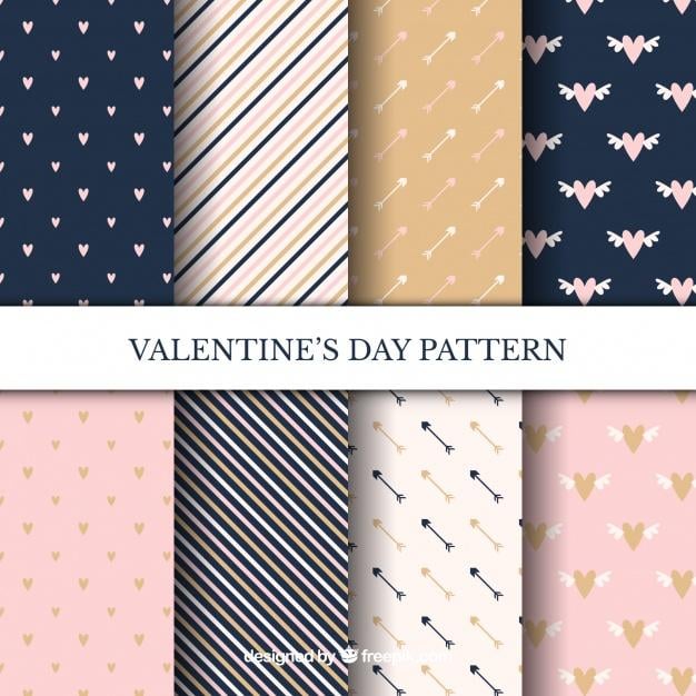 Valentine’s Day Freepik pattern set