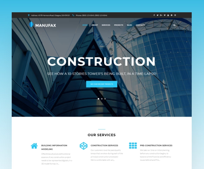 Manufax - Construction Multipurpose Creative Elementor WordPress Theme