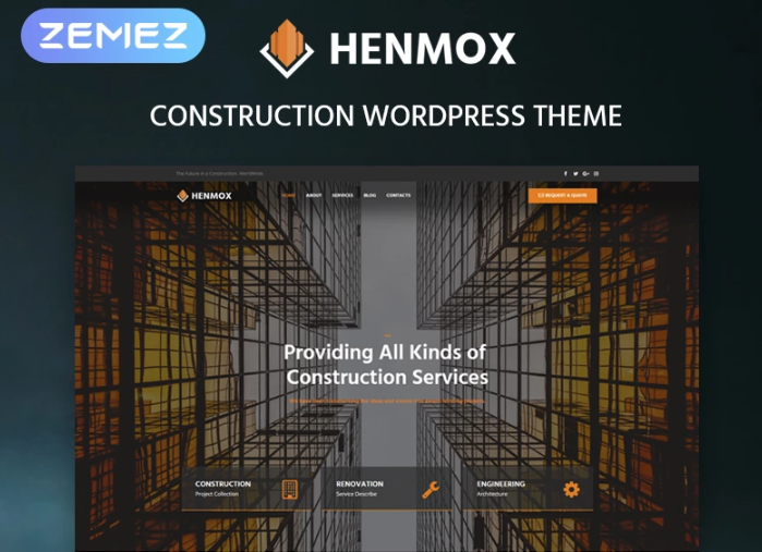 Henmox - Construction Multipurpose Modern Elementor WordPress Theme