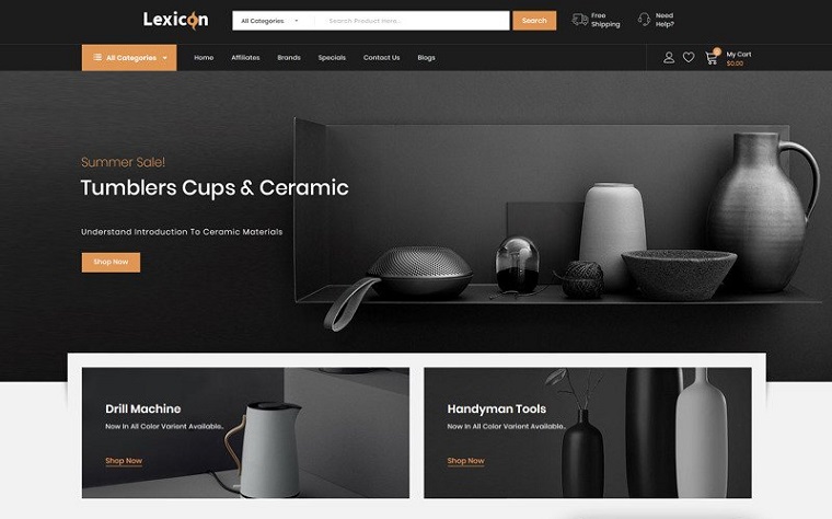 Lexicon - kitchen Accessories Store OpenCart Template.