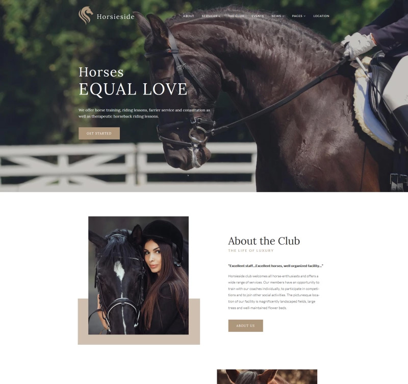 Horsieside — Equestrian Center Responsive WordPress Theme
