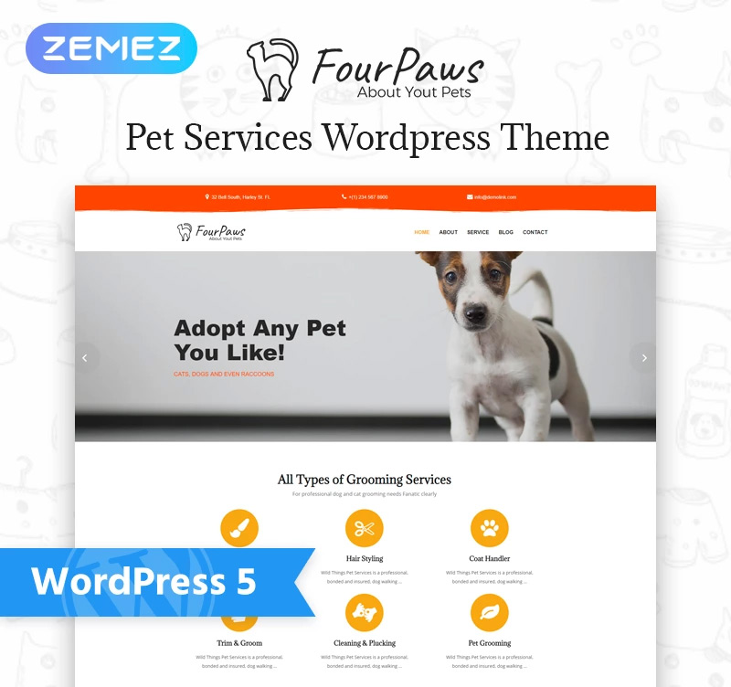 Four Paws — Pet Services Multipurpose Classic Elementor WordPress Theme