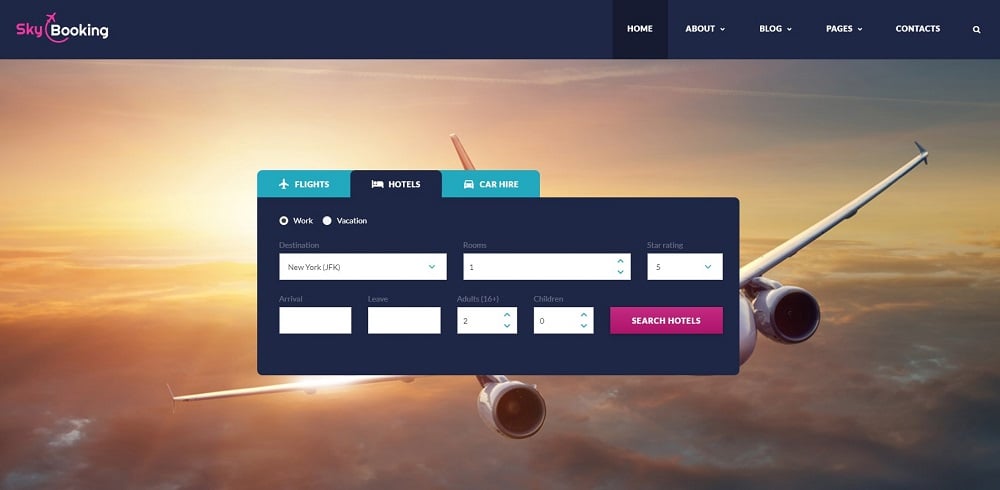 Sky Booking - Travel Online Multipage Website Template