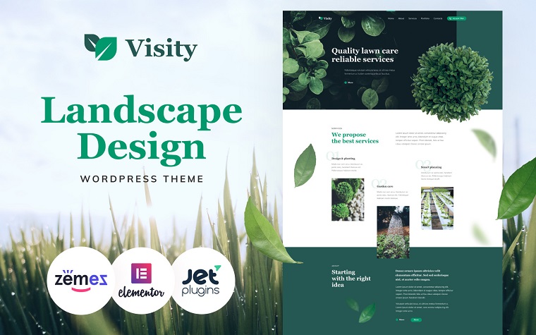 Visity - Landscape Design with Elementor  Green WordPress Theme