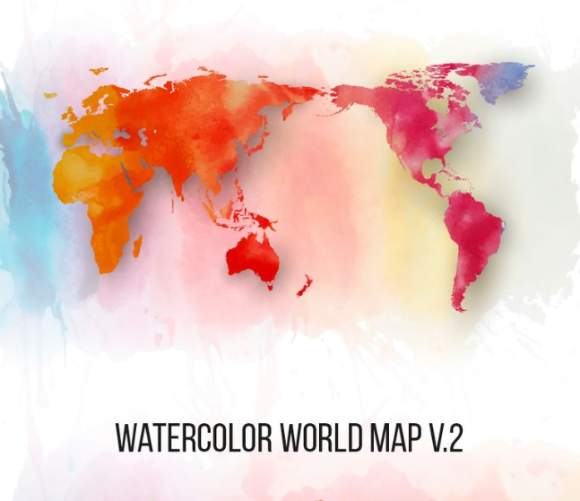 Watercolor World Map v.2 Illustration
