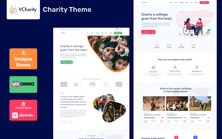 vCharity - Nonprofit Charity WordPress Theme.