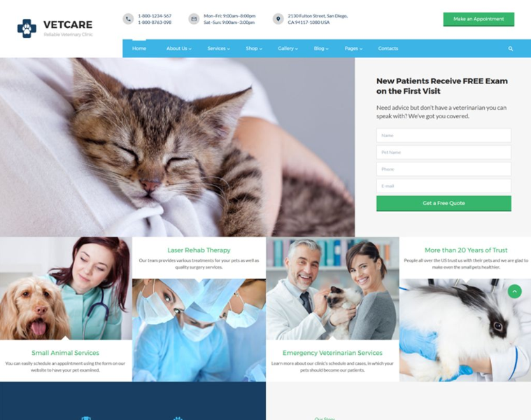 Vetcare - Vet Clinic Multipage HTML5 Website Template