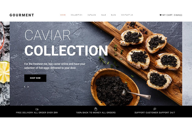 Caviar Store Template Shopify Theme.