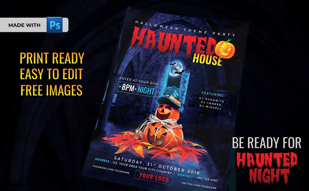 Haunted House Party Flyer - Halloween Night Corporate Identity Template