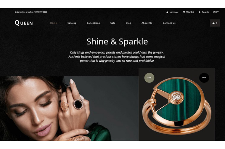 Queen - Jewelry Multipage Elegant Shopify Theme.