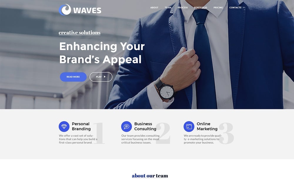 Waves - 9 in 1 Business One Page Website Template
