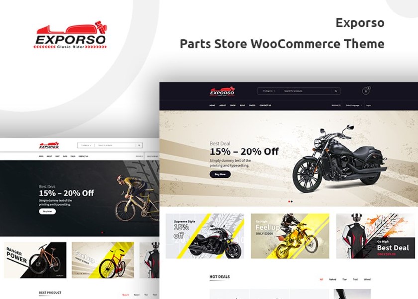 Exporso - Bike Parts Store WooCommerce Theme.