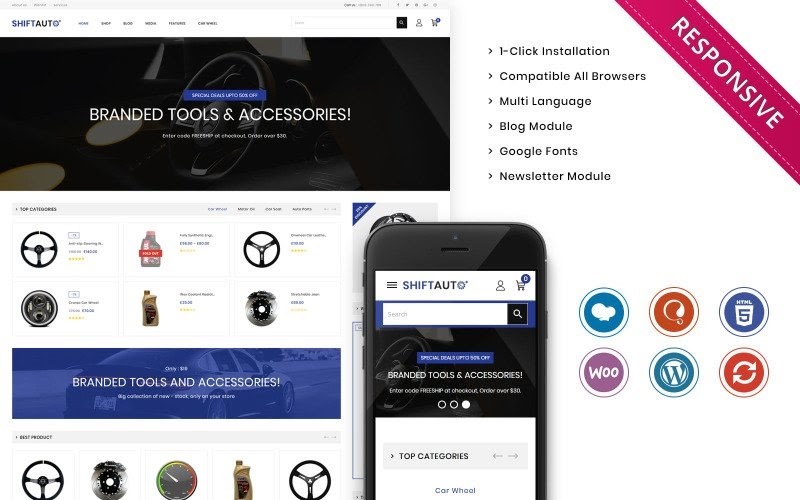 Shiftauto - The Autoparts Store Responsive WooCommerce Theme.