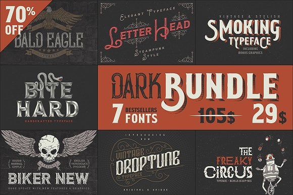 Dark Bundle: 7 Bestseller Fonts Font