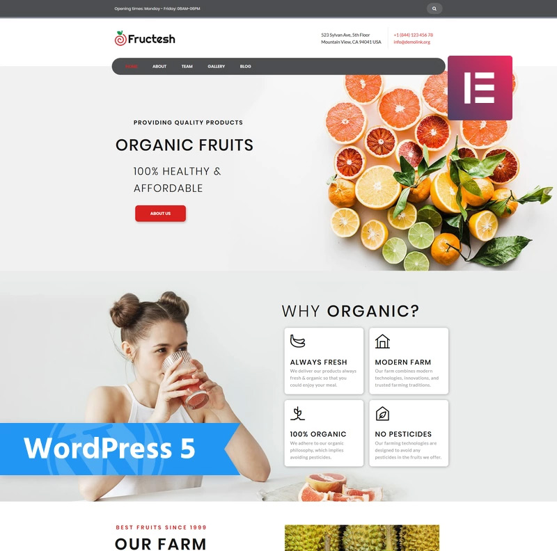 Fructesh - Organic Fruits Delivery Multipurpose Modern Elementor WordPress Theme