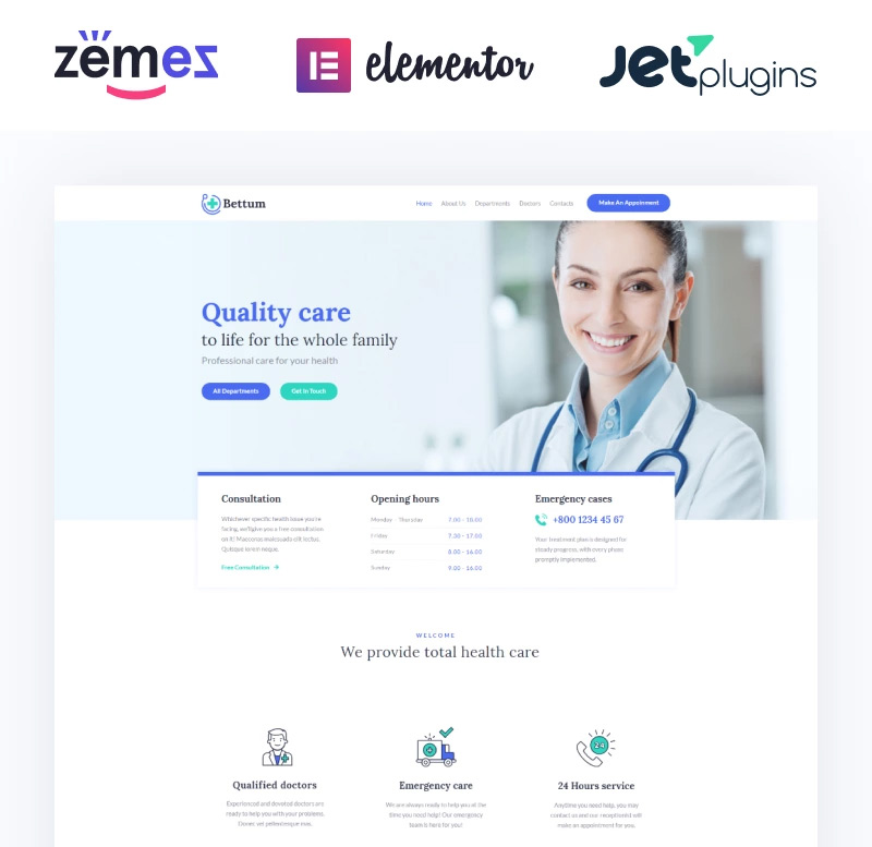 Bettum - Clean Medical Elementor WordPress Theme