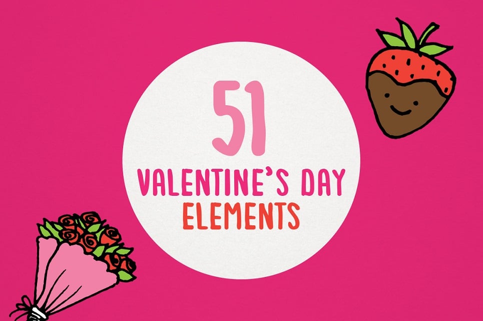 Valentine's Day & Love Hand Sketched Clipart Pack Illustration