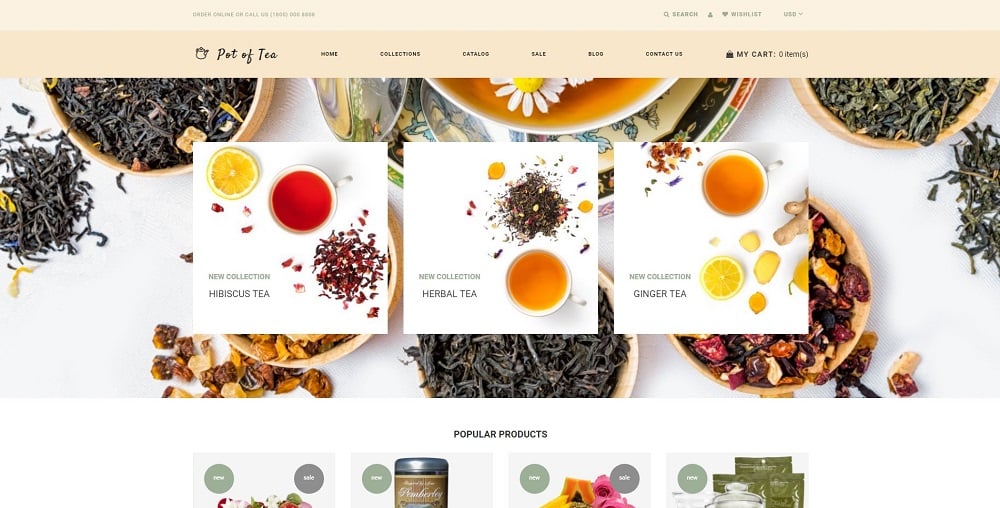 Pot of Tea - Thème Shopify multipage pour magasin de thé
