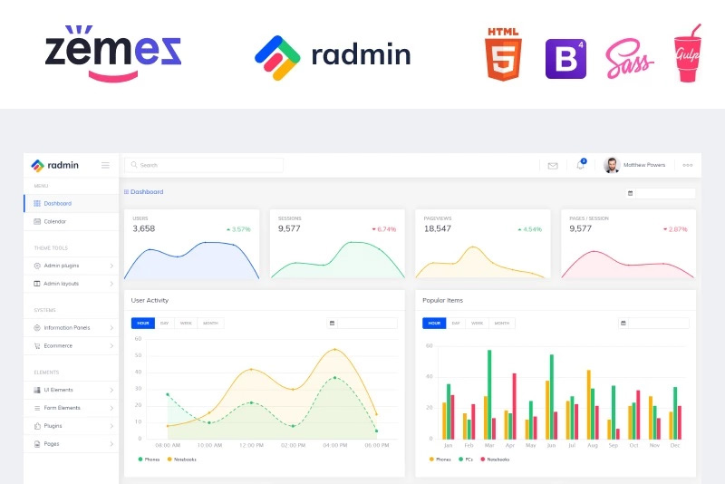 Radmin - Multifunctional Clean Dashboard Admin Template