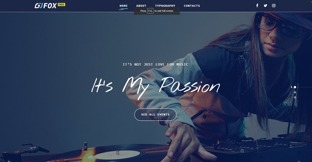 DJ FOX Free Music Website Template