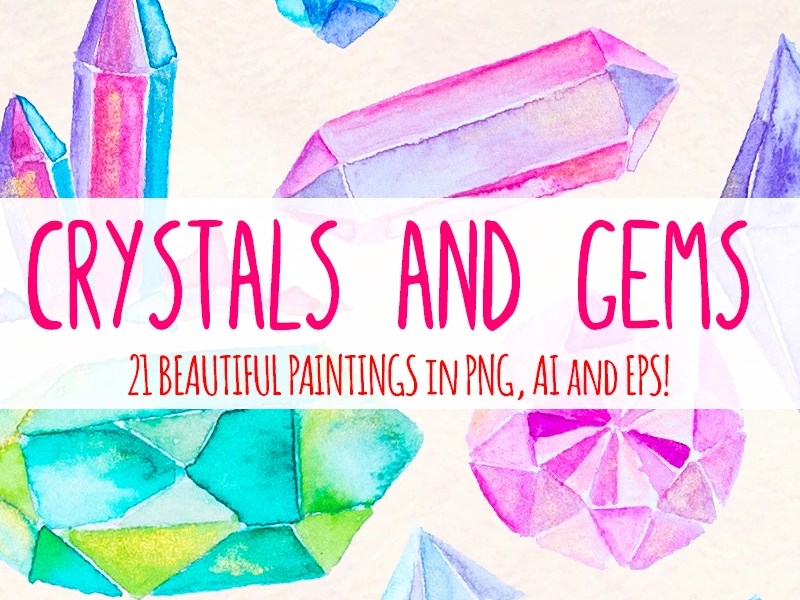 21 Crystals and Gems Illustration