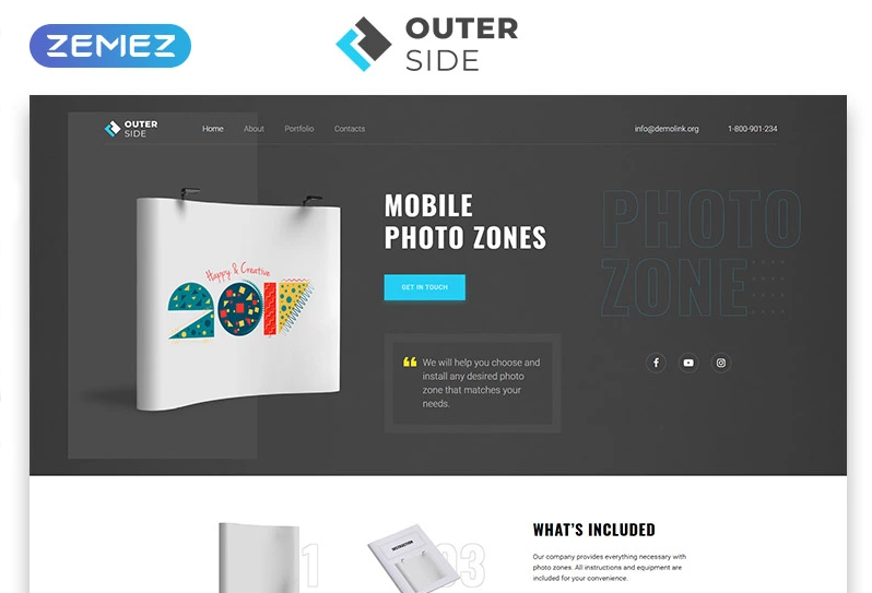 Outer Side - Photo Zones One Page Modern HTML Landing Page Template