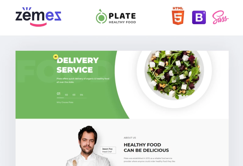 Plate - Healthy Food One Page Clean HTML Landing Page Template