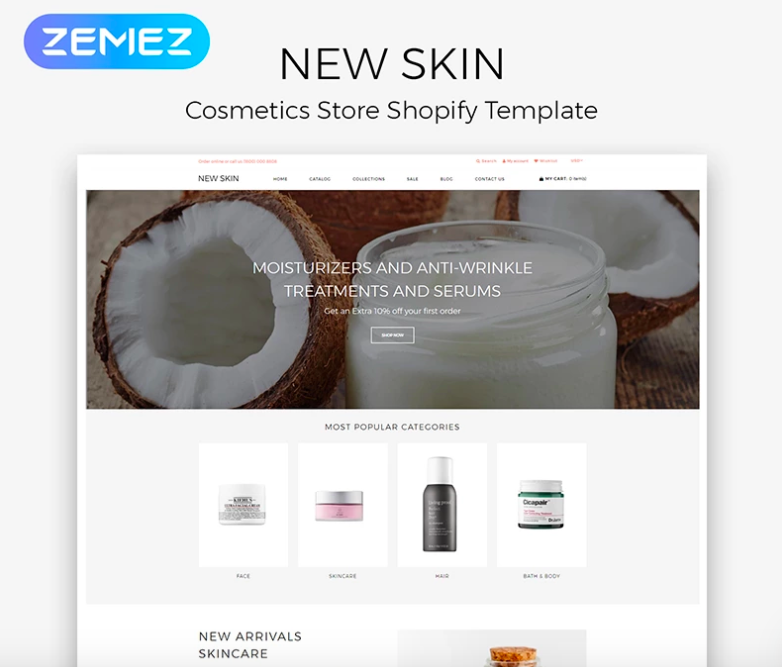 New Skin - Cosmetic Store Clean Shopify Theme