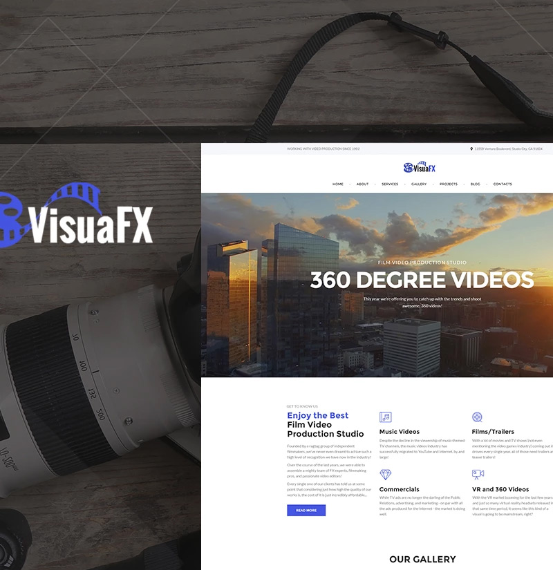 VisuaFX - Film Video Production Studio Responsive WordPress Theme