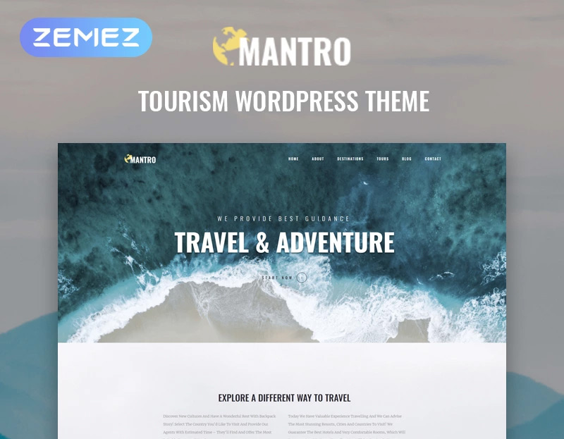 Mantro - Tourism One Page Modern Elementor WordPress Theme