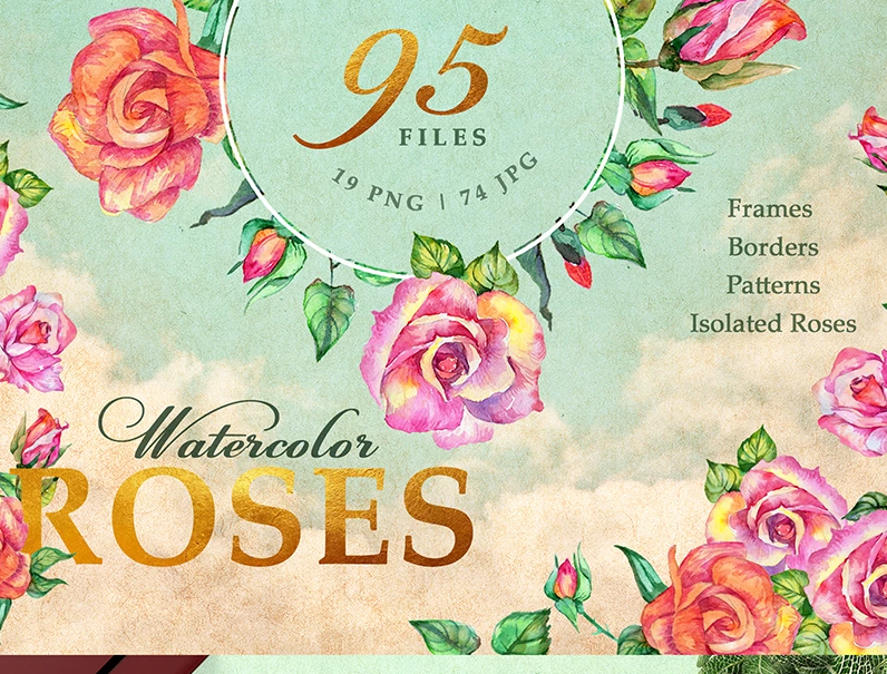 Delicate Red Roses Watercolor png Illustration