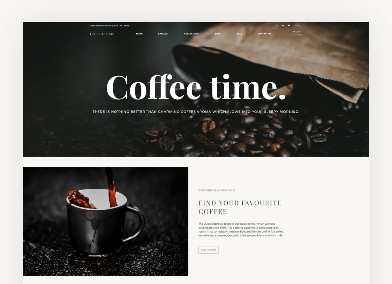 Coffee Time — Coffee Store eCommerce Elegant Shopify Theme