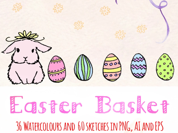 96 Easter Bunny and Egg Illustration