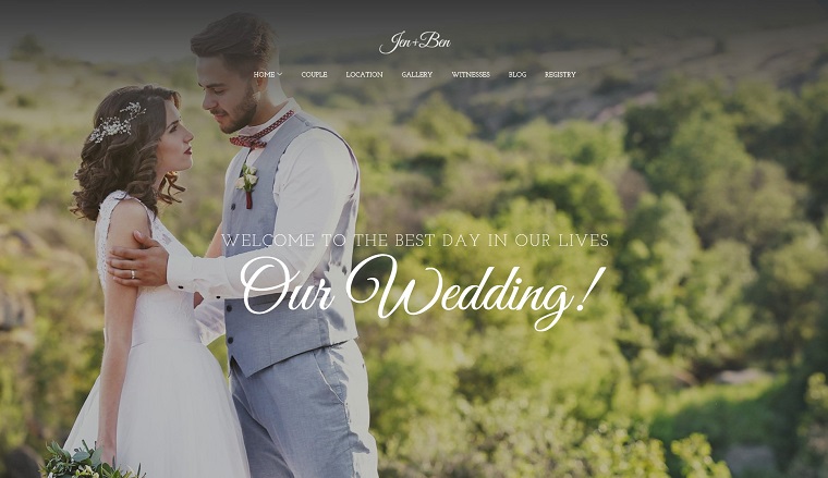 Jen+Ben - One Page Wedding WordPress Theme