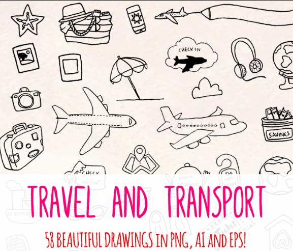 58 Holiday, Travel and Transport Illustration