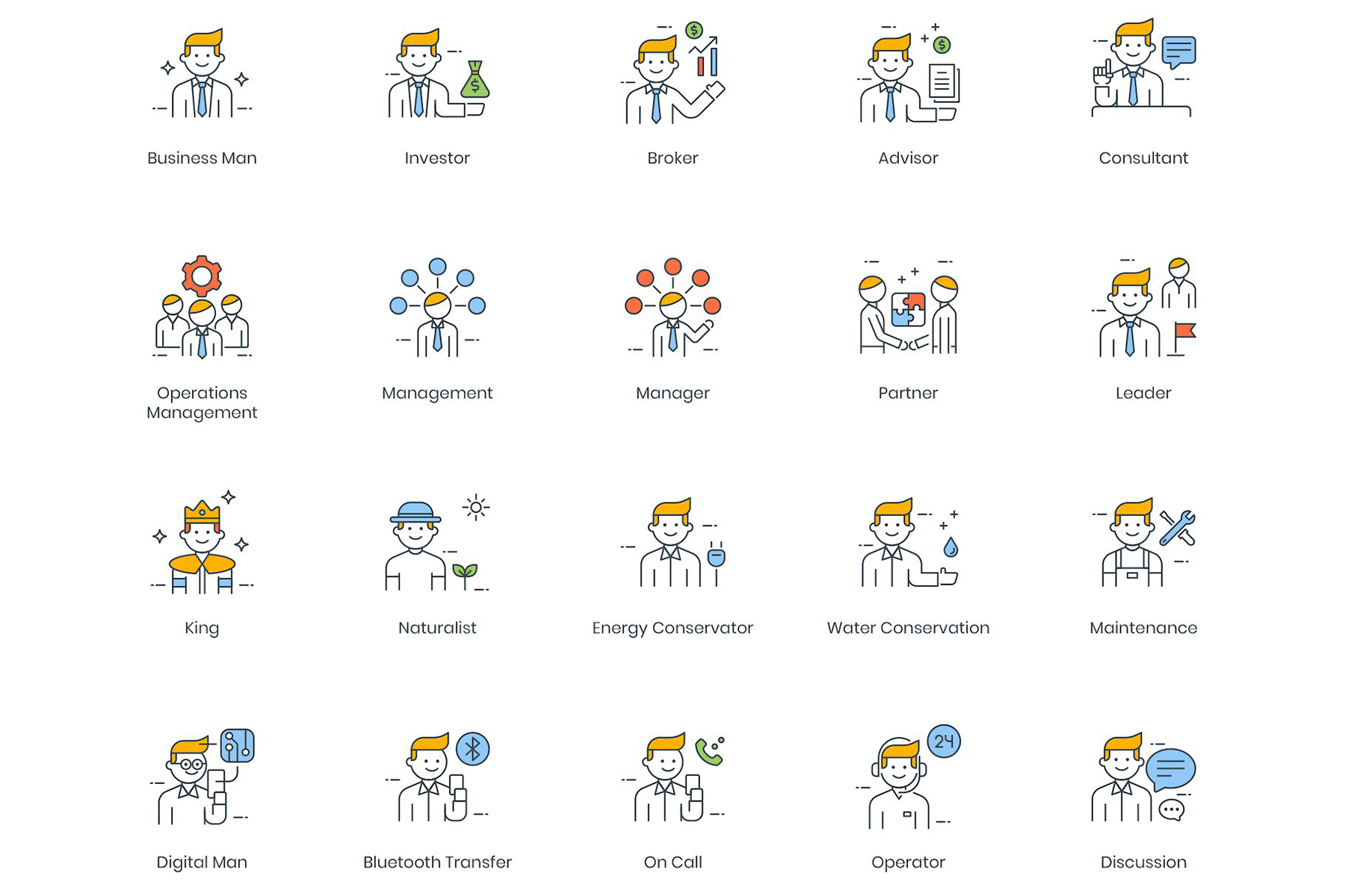 95 Business People Icons - ColorPop Series Iconset Template