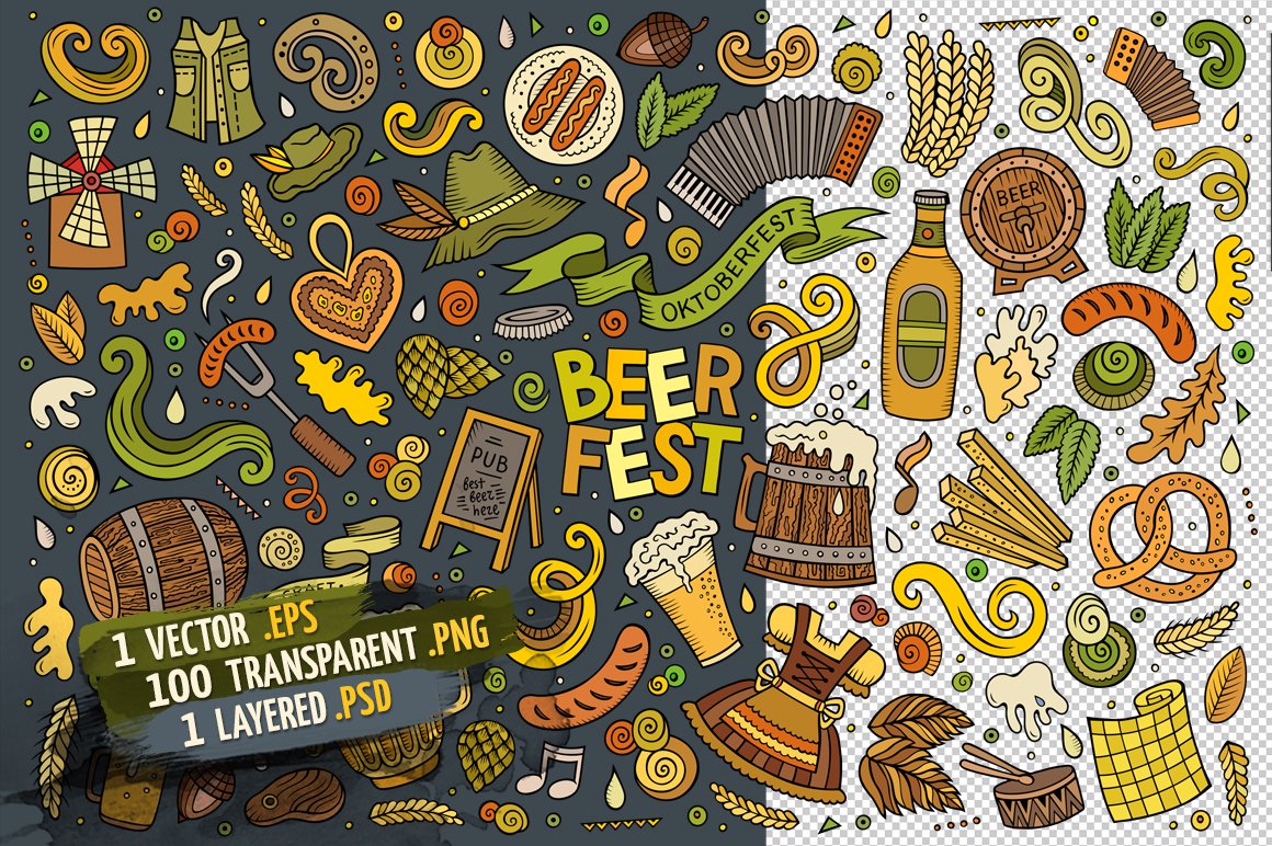 Beer Objects & Elements Set Vector
