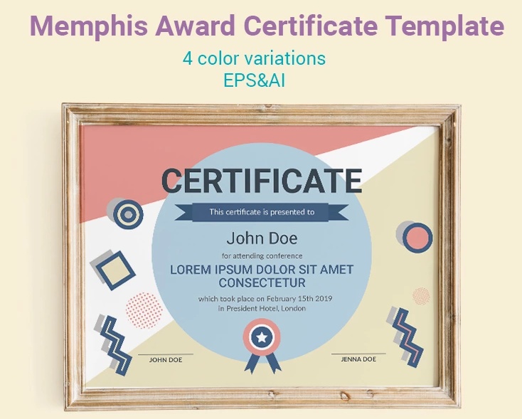 Memphis Award Certificate template 