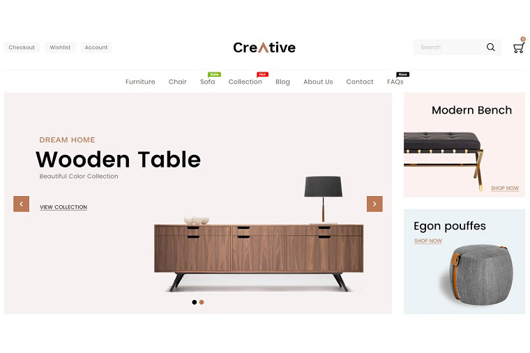 Creative Wood And Furniture Shopify Theme.