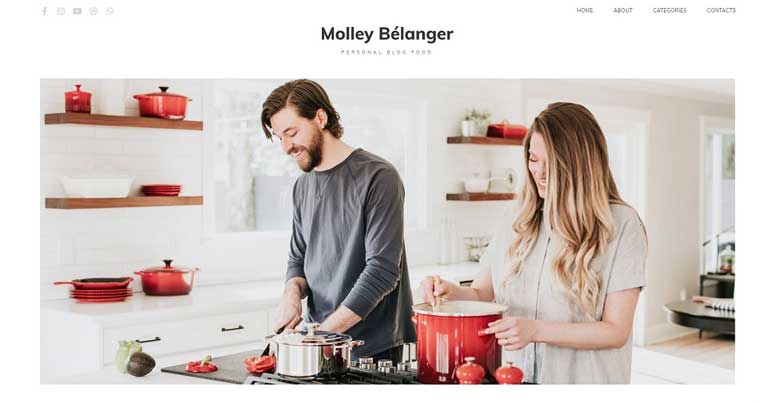 Molley Belanger - Food blog WordPress theme for storytelling WordPress Theme